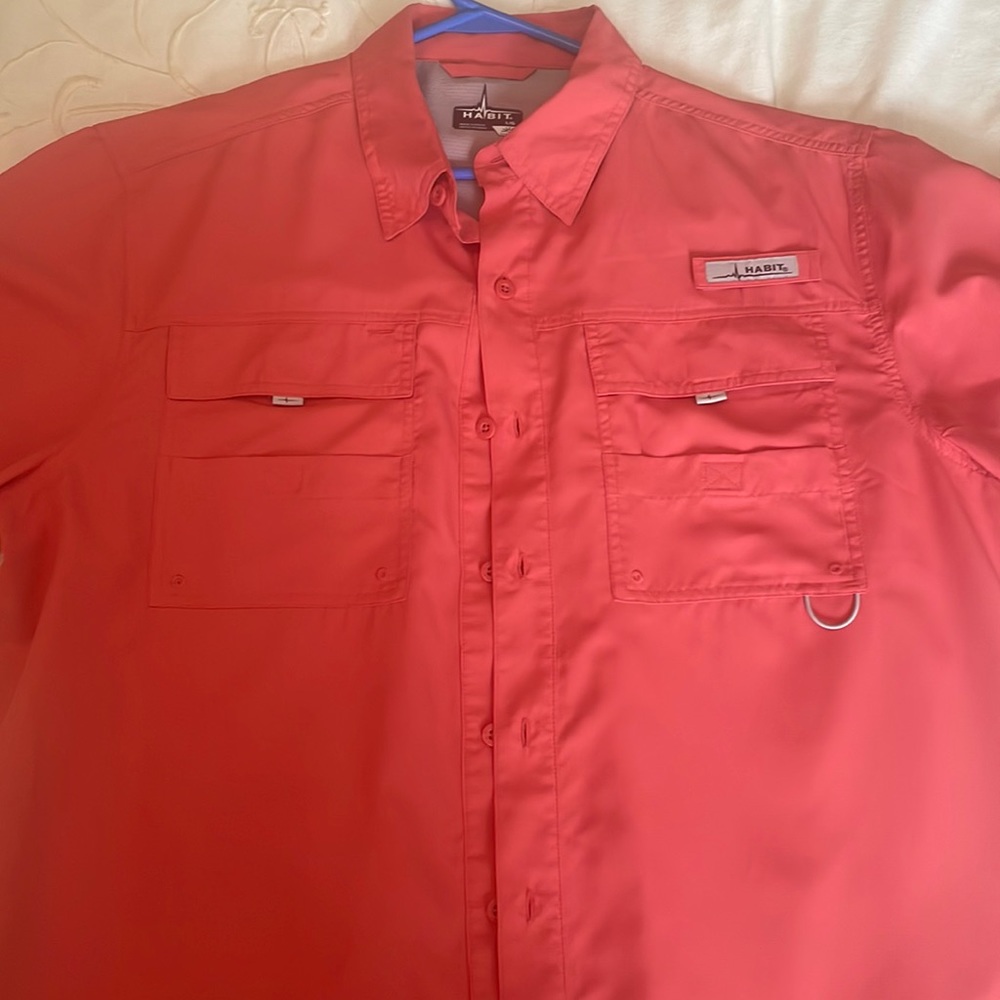 Men’s Short Sleeve Fishing Shirt in Coral